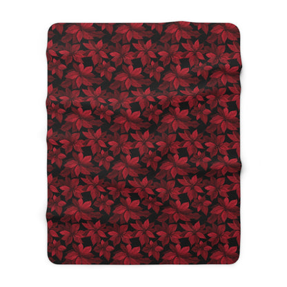Midnight Poinsettia Garden Fleece Blanket