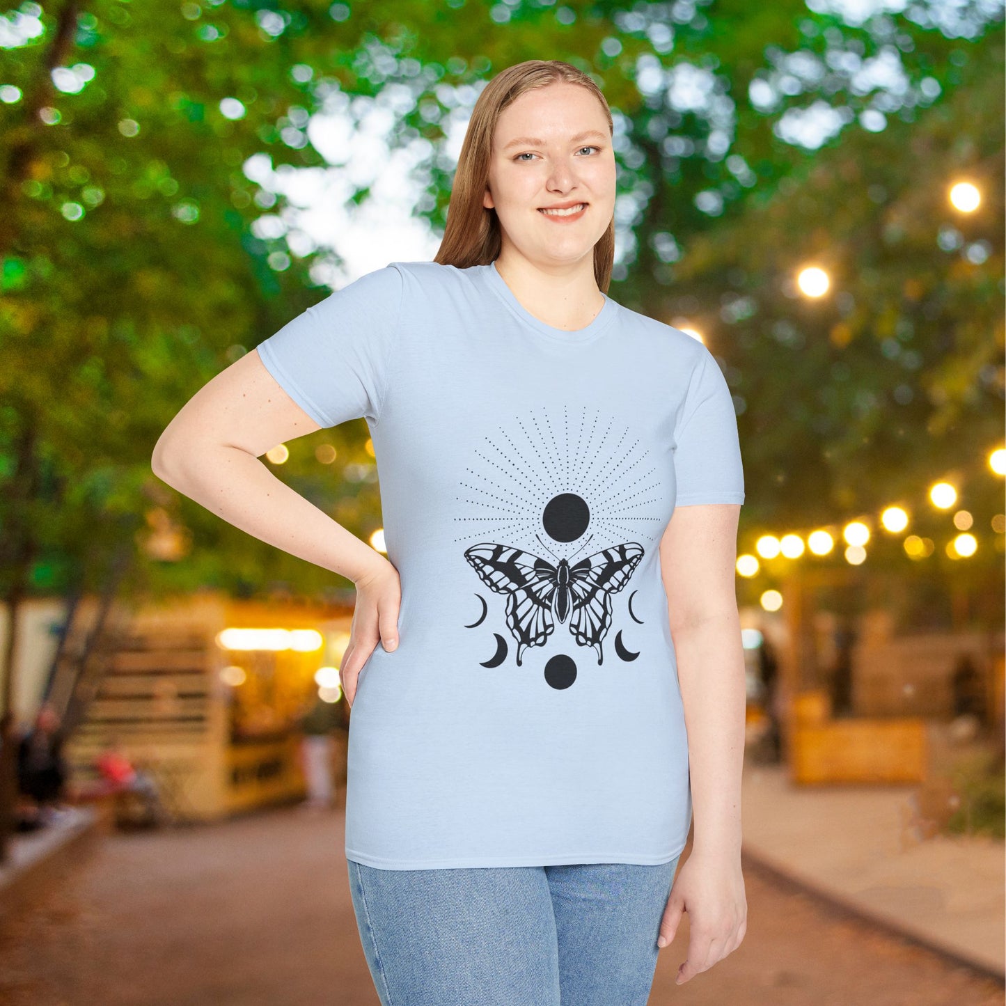 Butterfly w/Sun, Moon, & Stars Adult T-shirt