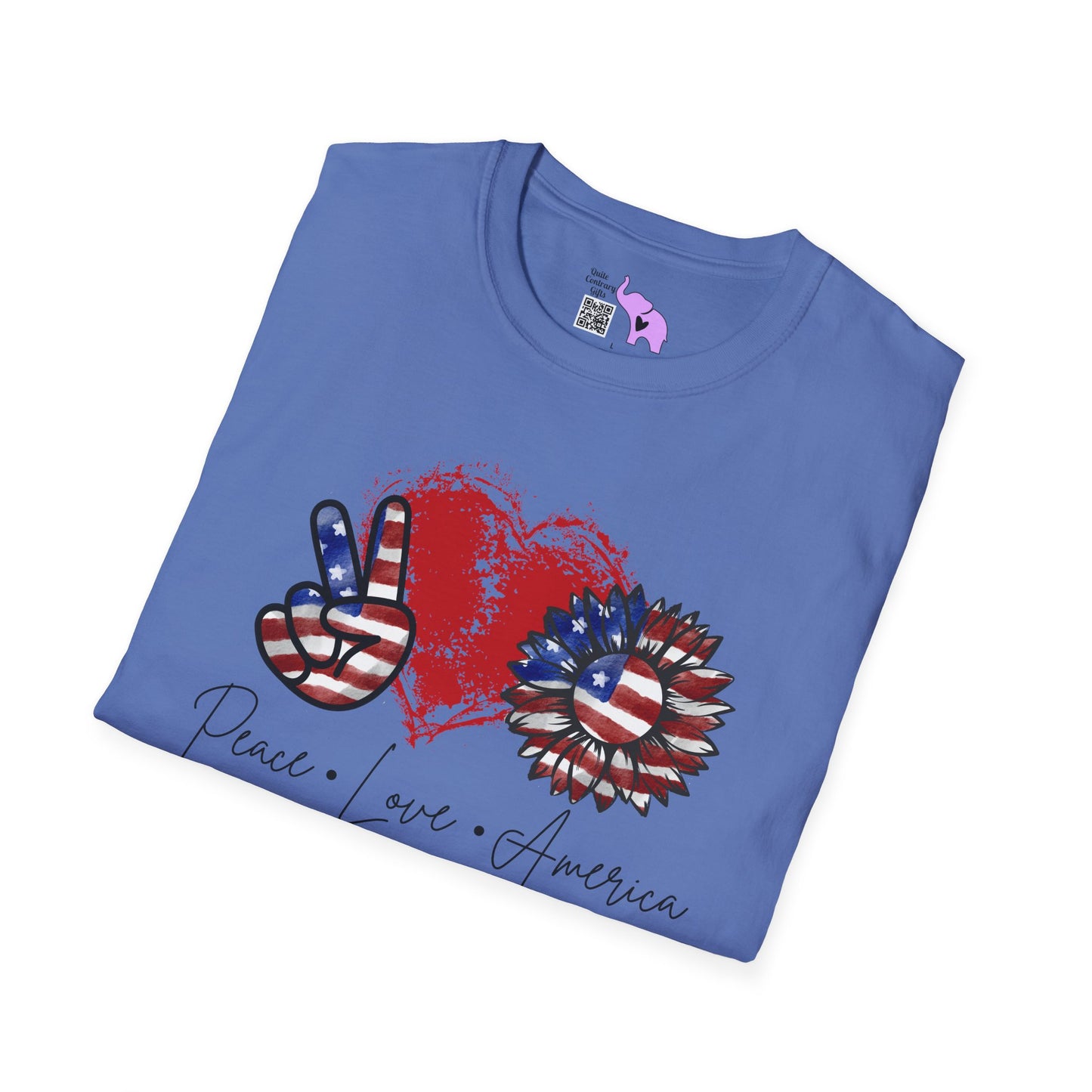 Peace Love America Adult T-shirt