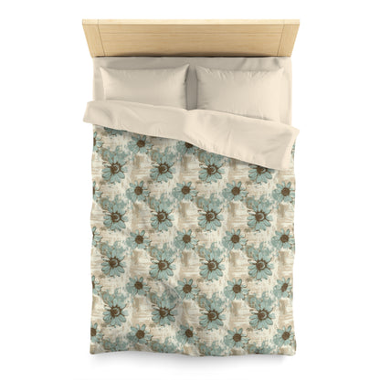 Rustic Teal Daisy Microfiber Duvet Cover