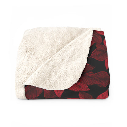 Midnight Poinsettia Garden Fleece Blanket
