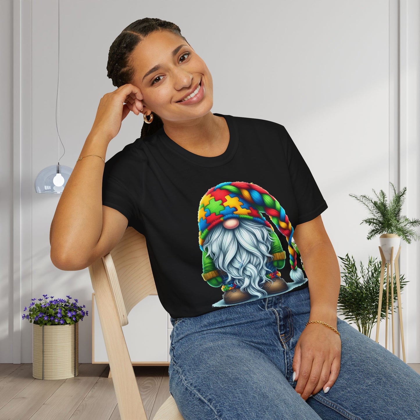 Autism Awarness Gnome Adult T-shirt