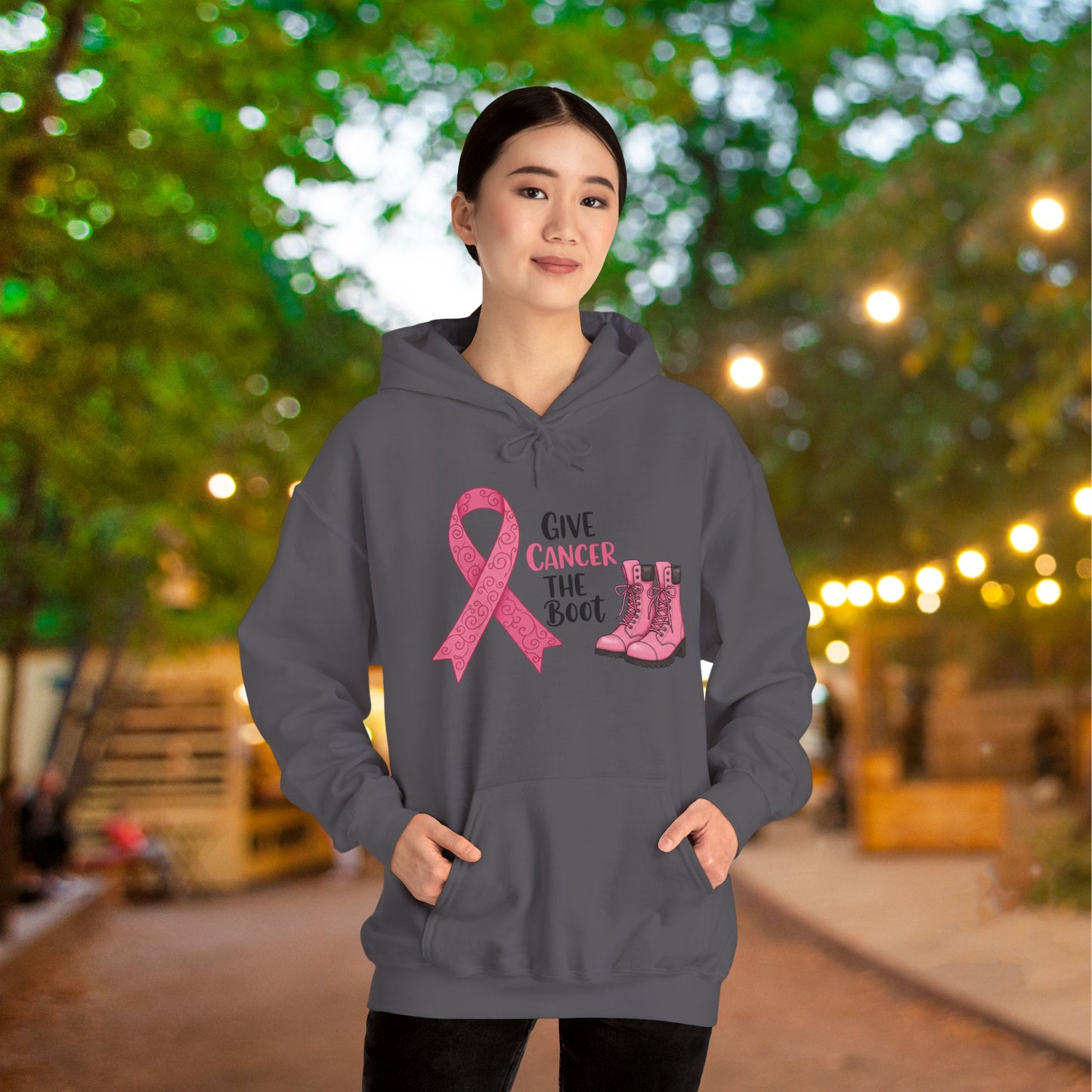 Give Cancer The Boot AdultHeavy Blend™ Hoodie