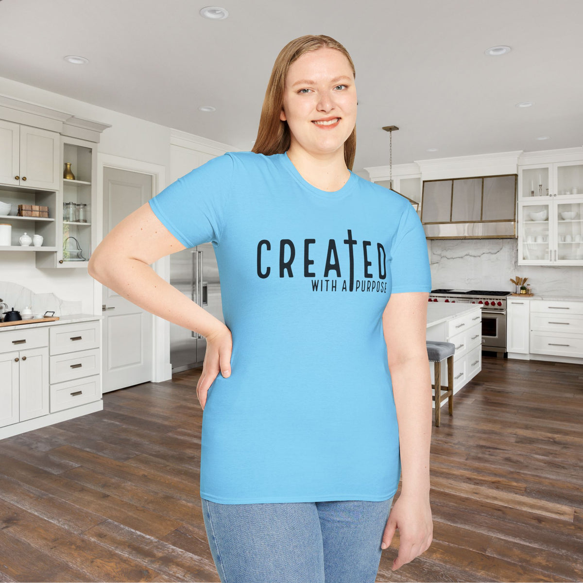 Created With A Purpose (with Cross) Adult T-shirt