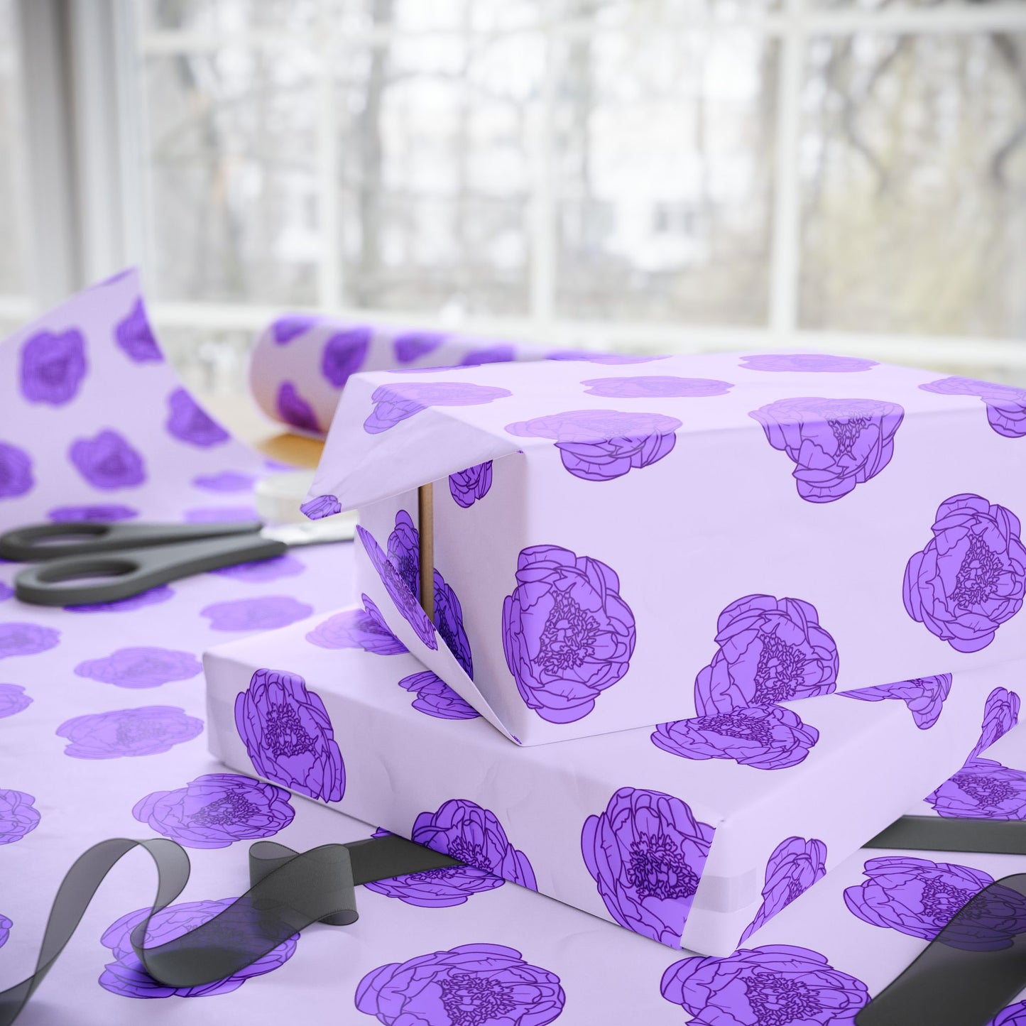 Lilac Mist Peonies Wrapping Paper