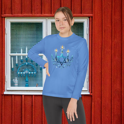 Star & Flame Hanukkah Youth Long Sleeve Tee