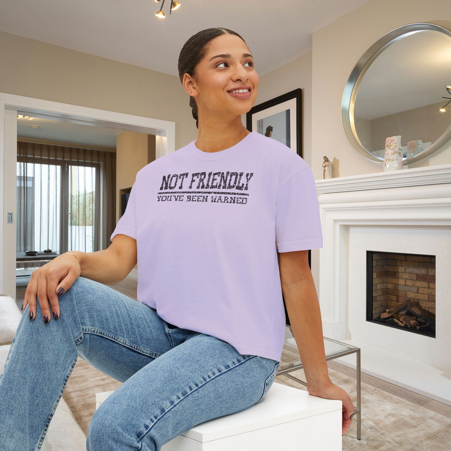 Not Friendly You've Been Warned Women's Boxy Tee