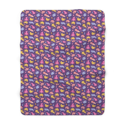 Axolotl Adventures Sherpa Fleece Blanket
