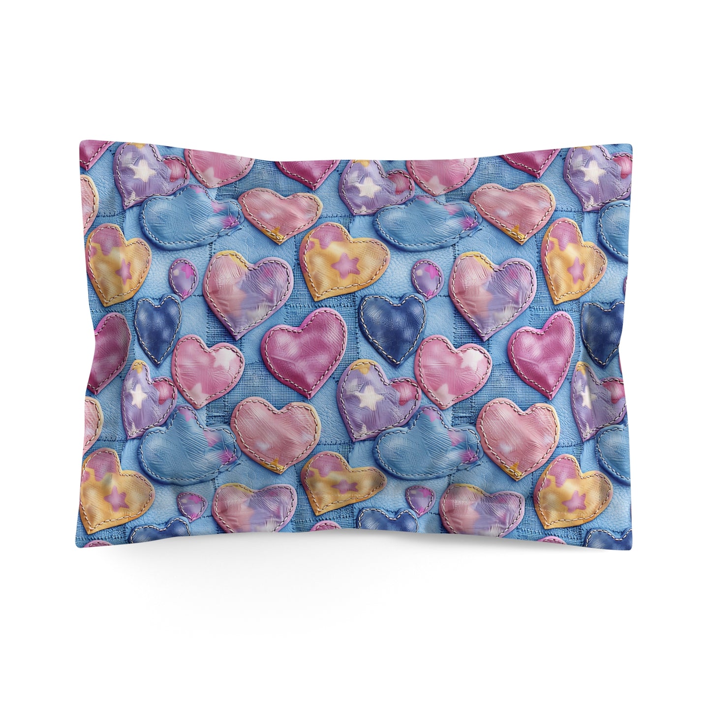 Color Pop Stitched Hearts Basic Bedding Set