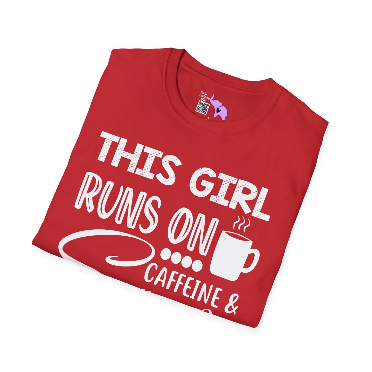 This Girl Runs On Coffee And Sarcasm Adult T-shirt