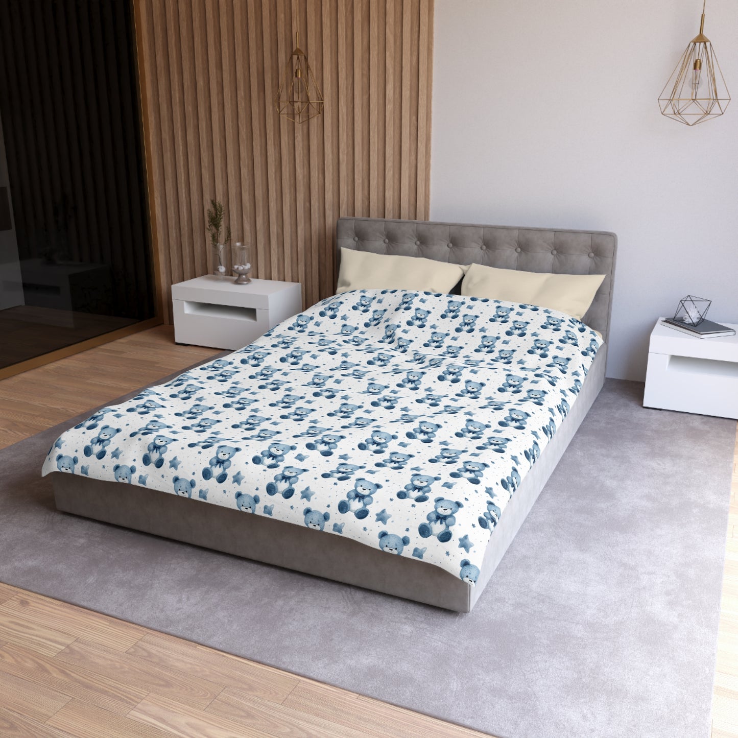 Blue Bear Hugs Microfiber Duvet Cover
