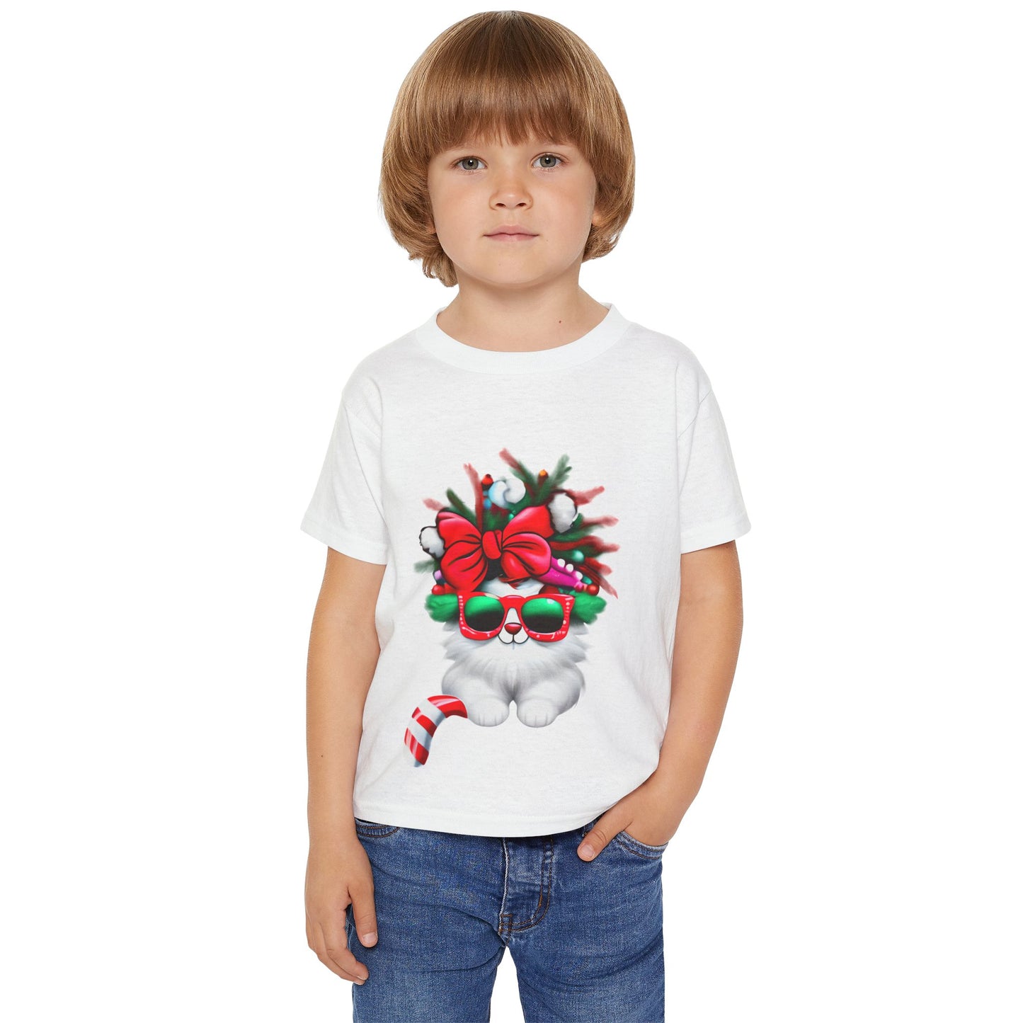 White Candy Cane Kitten Heavy Cotton™ Toddler T-shirt