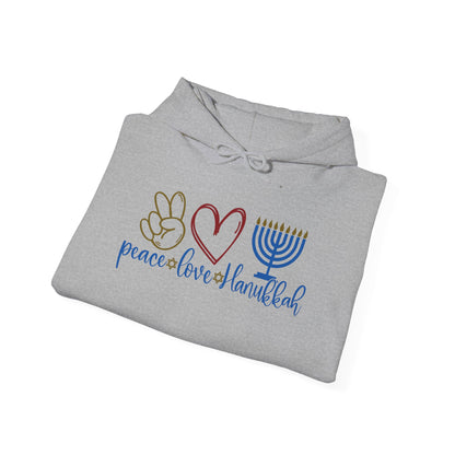 Peace Love Hanukkah Adult Heavy Blend™ Hooded Sweatshirt