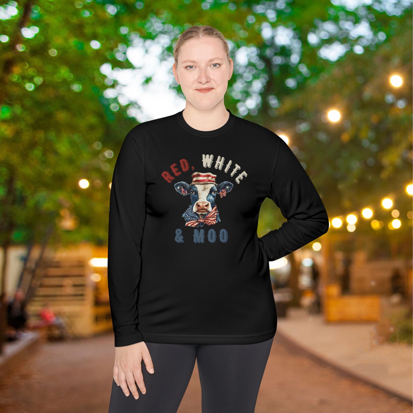 Red, White, & Moo Adult Long Sleeve Tee