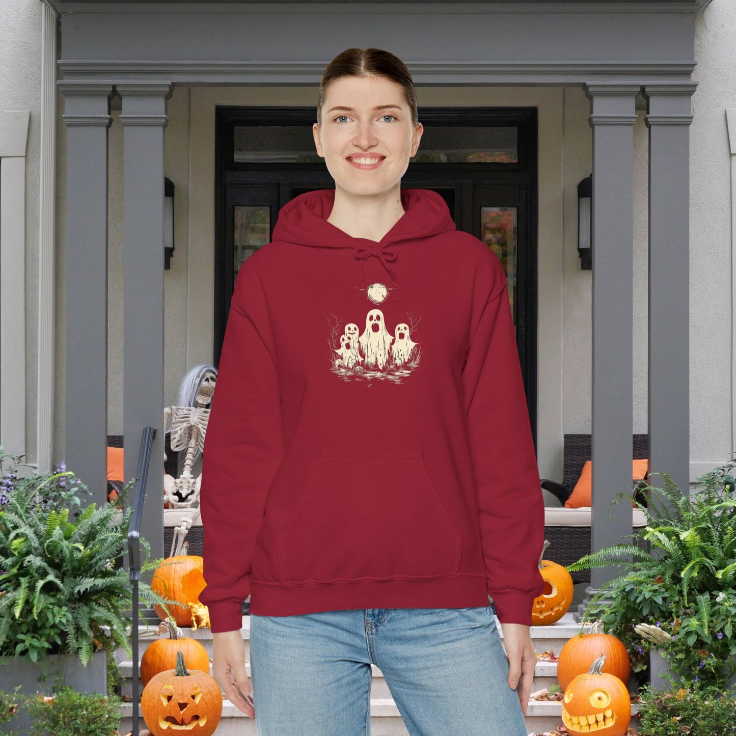 Creepy Ghost Trio Heavy Blend™ Hooded Sweatshirt