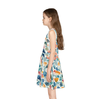 Watercolor Pebble Terrazzo Girls' Sleeveless Sundress