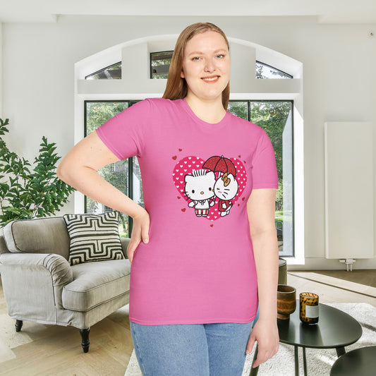 Valentines Hello Kitty Couple Adult T-shirt