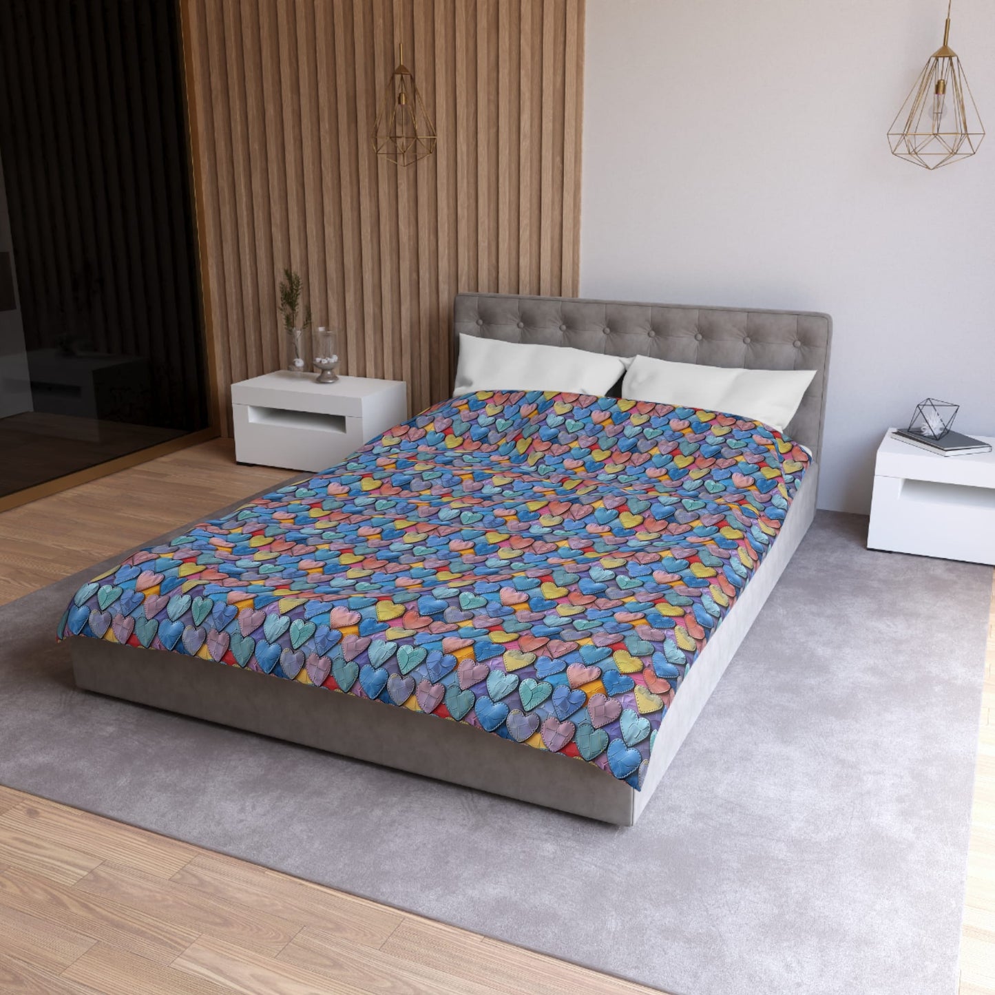 Color Pop Leather Hearts Microfiber Duvet Cover