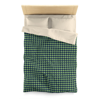 Diamond Bloom-Sage & Navy Microfiber Duvet Cover