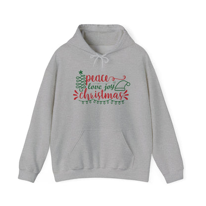 Peace Love & Joy Christmas Adult Heavy Blend™ Hooded Sweatshirt