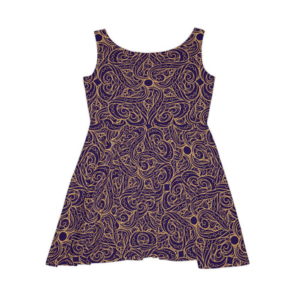 Golden Amethyst Radiance Mandala Women's Skater Dress