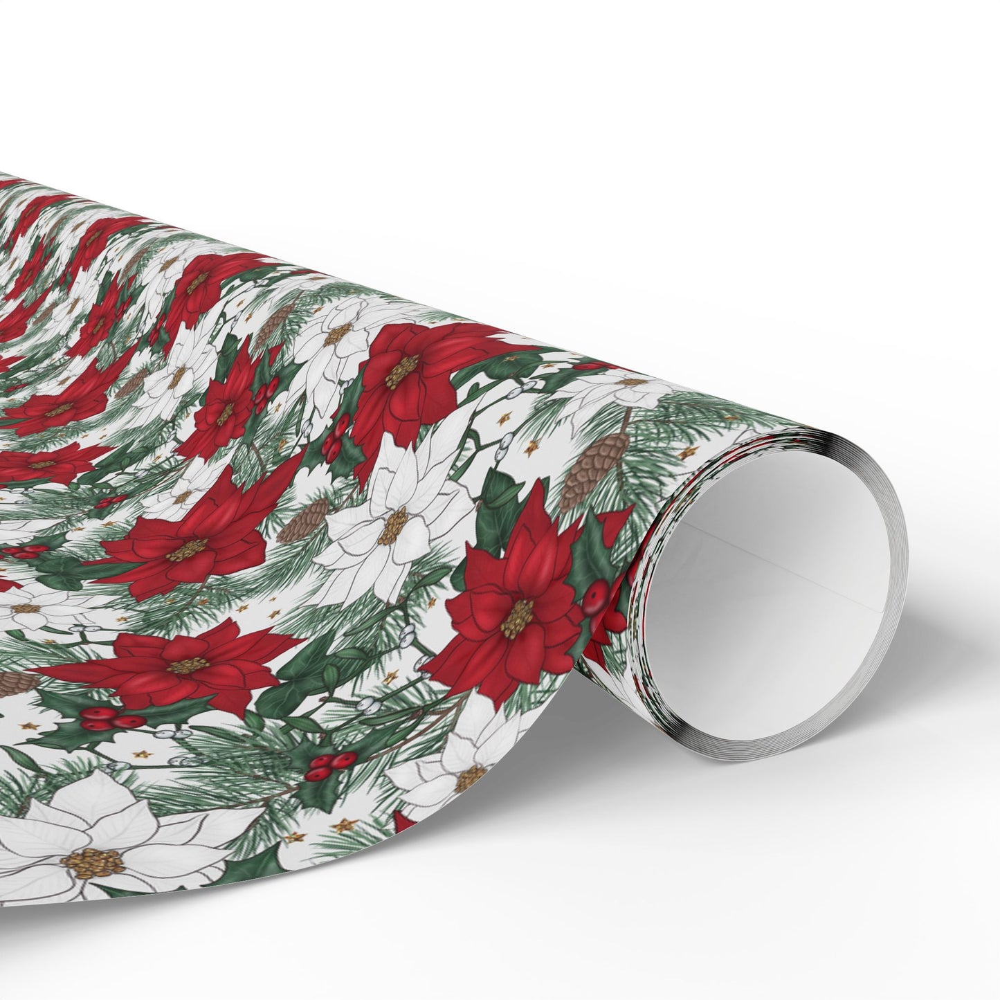 Winter Poinsettia Garden Wrapping Paper