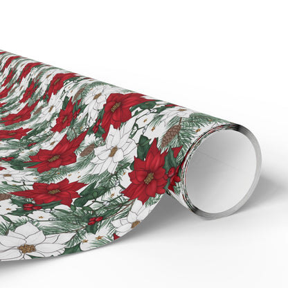 Winter Poinsettia Garden Wrapping Paper