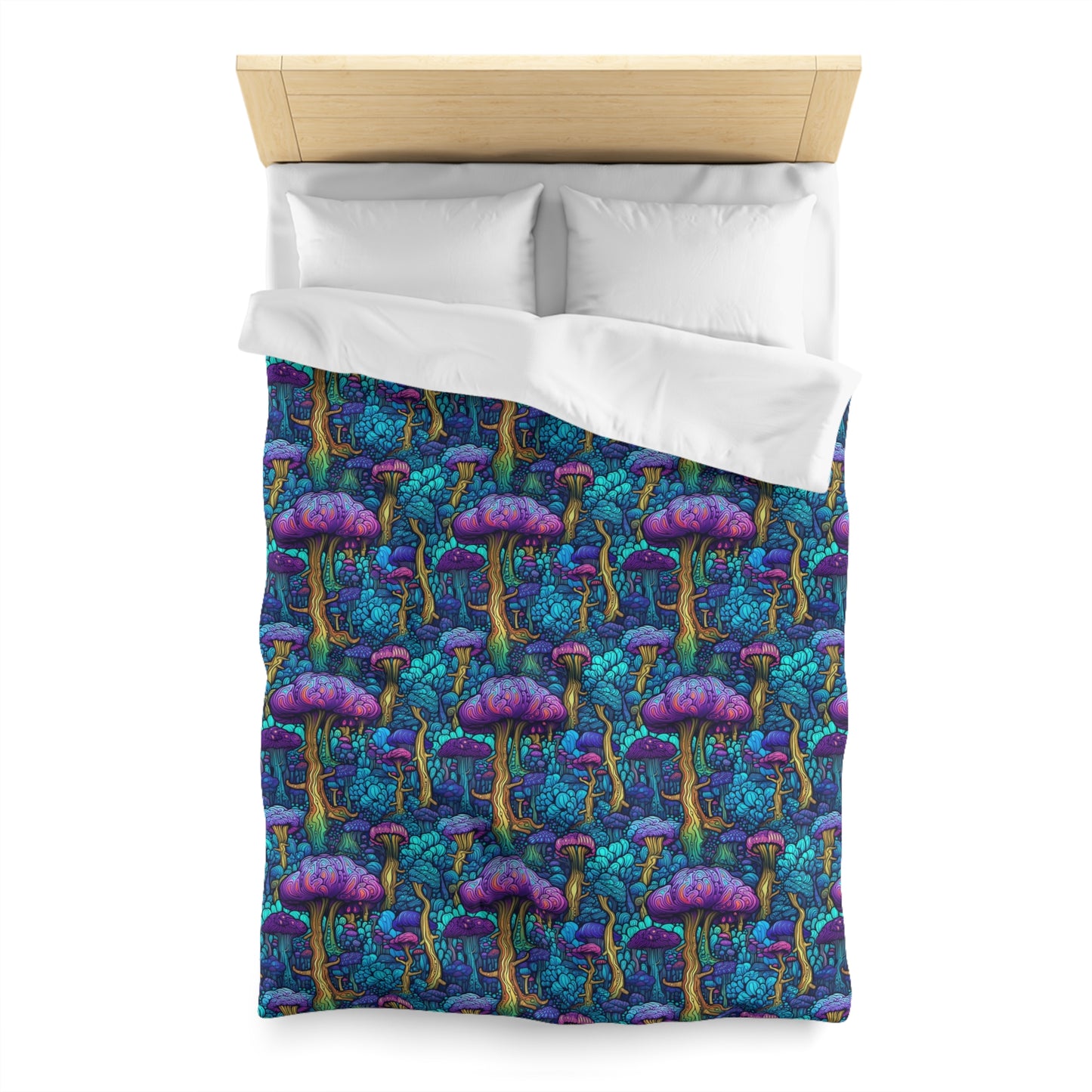Trippy Purple Mushrooms Microfiber Duvet Cover