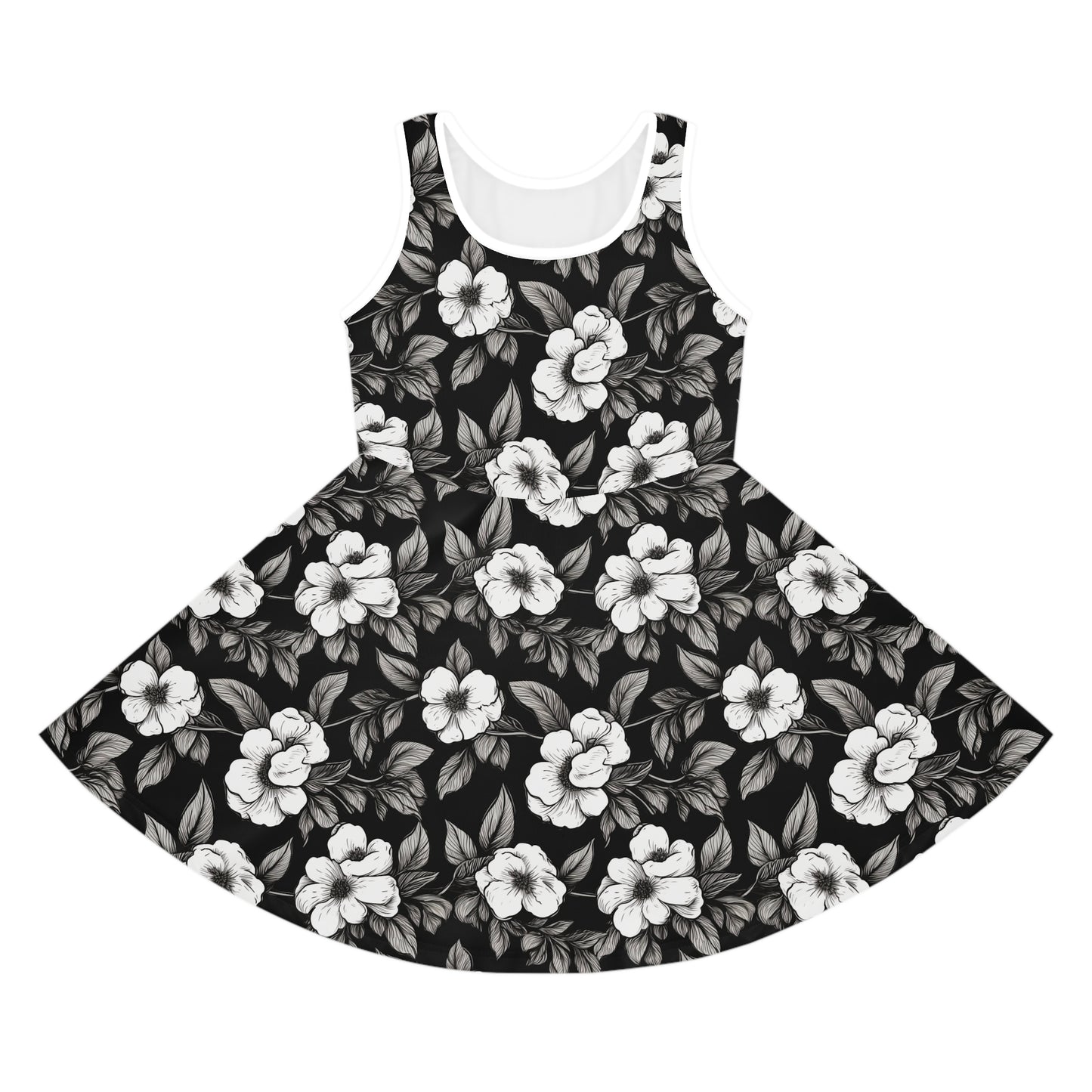 Black & White Daisies Girls' Sleeveless Sundress
