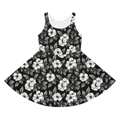 Black & White Daisies Girls' Sleeveless Sundress