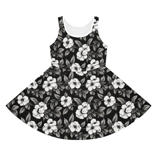 Black & White Daisies Girls' Sleeveless Sundress