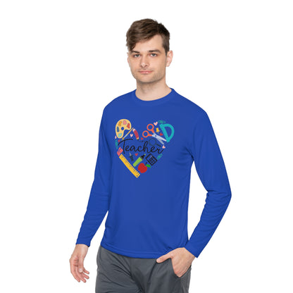 Teacher Supply Heart Adult Long Sleeve Tee