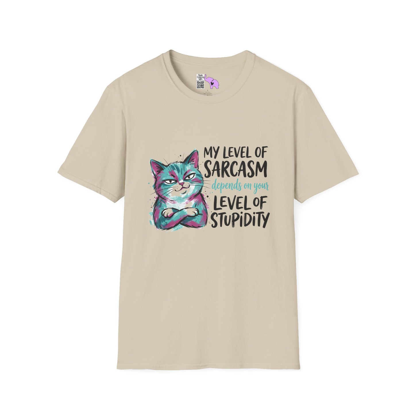 ""My Level of Sarcasm Depends on Your Level of Stupidity (Cat) Adult T-shirt