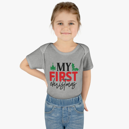 My First Christmas Infant Baby Rib Bodysuit