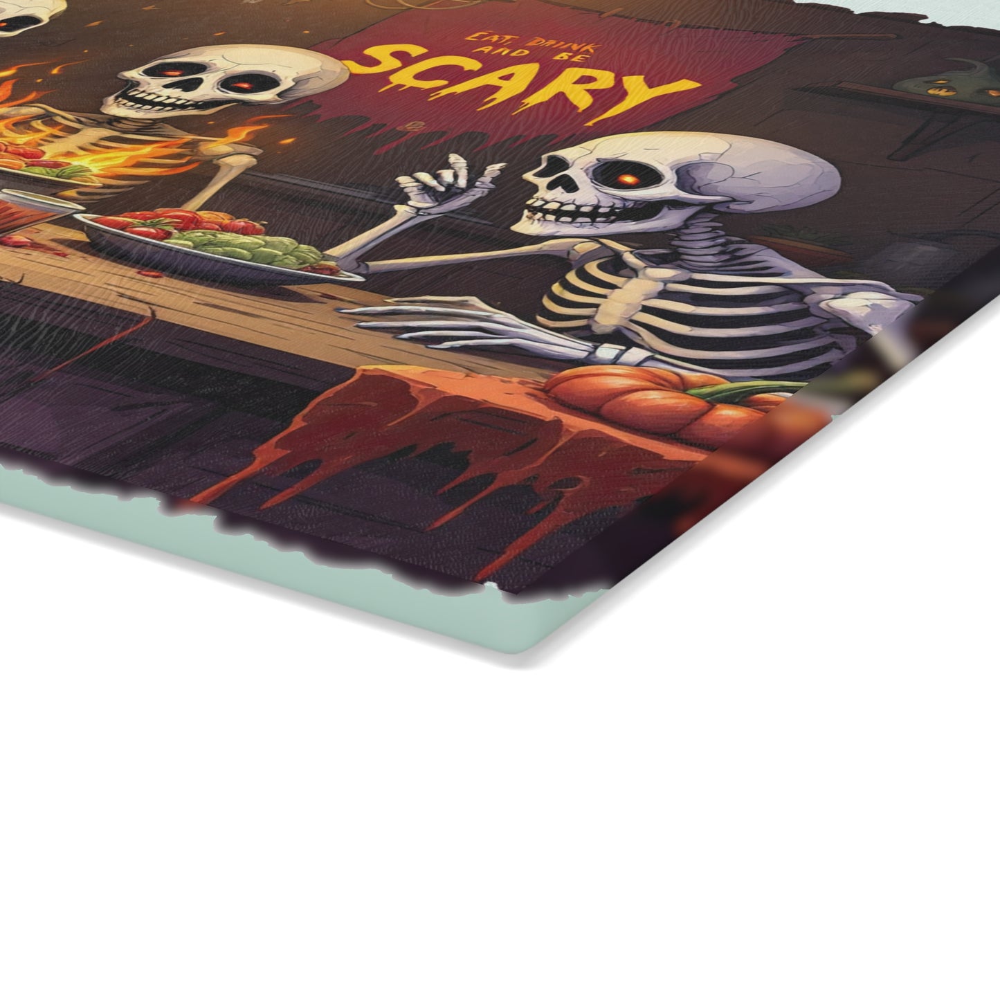 Eat, Drink, & Be Scary Glass Cutting Board
