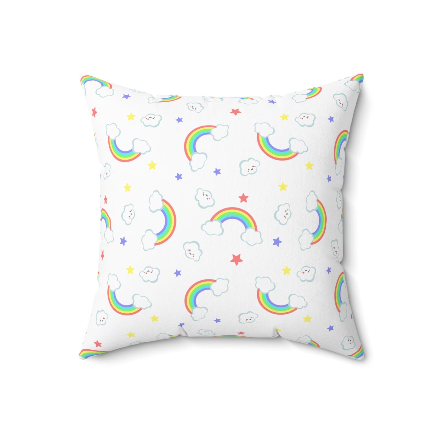 Rainbow Smiles & Stars Throw Pillow