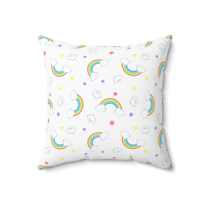 Rainbow Smiles & Stars Throw Pillow