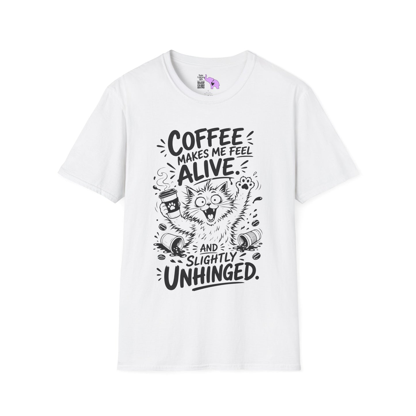 ""Coffee Makes Me Feel Alive and Slightly Unhinged (Cat) Adult T-shirt