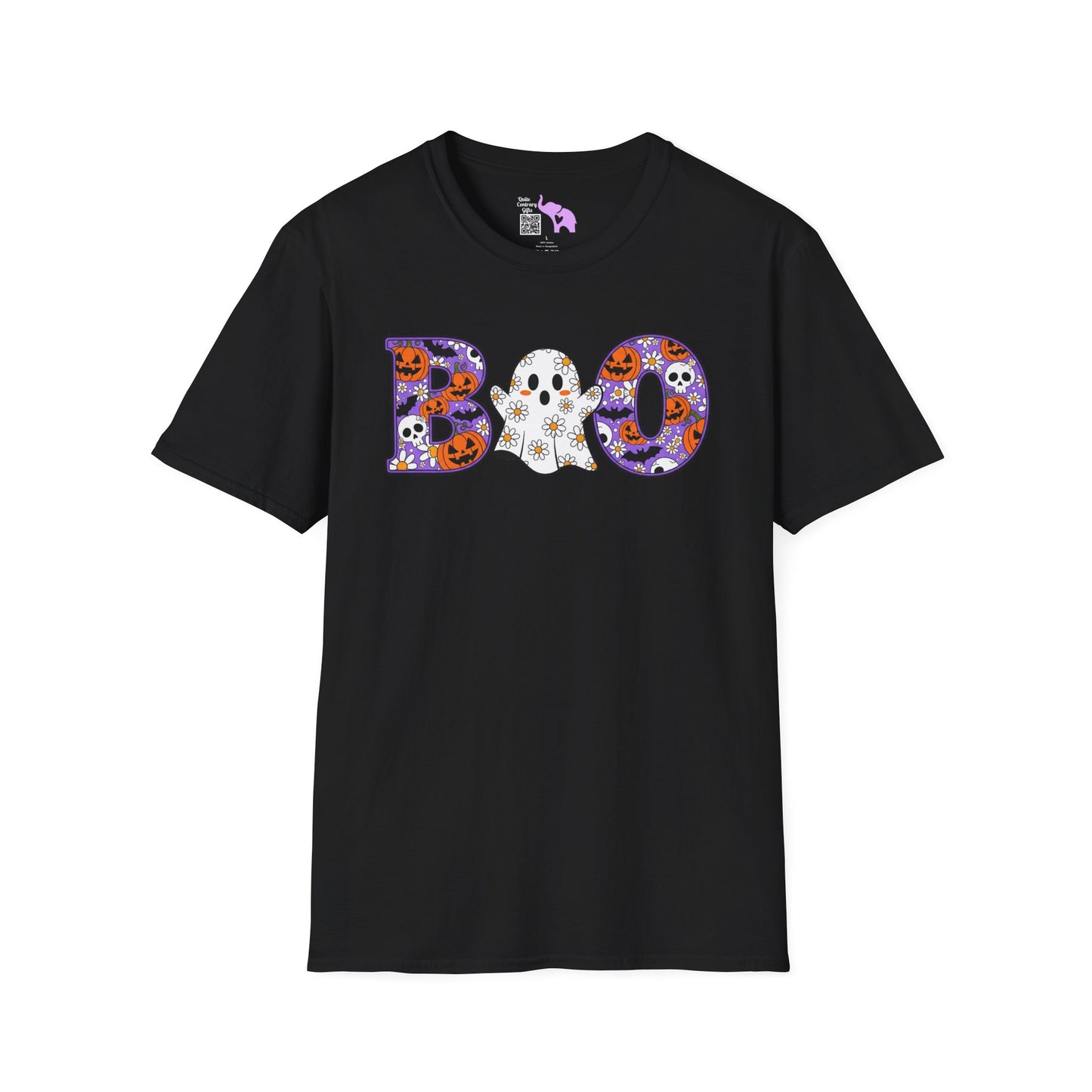 Cute Floral Boo w/Ghost Adult T-shirt