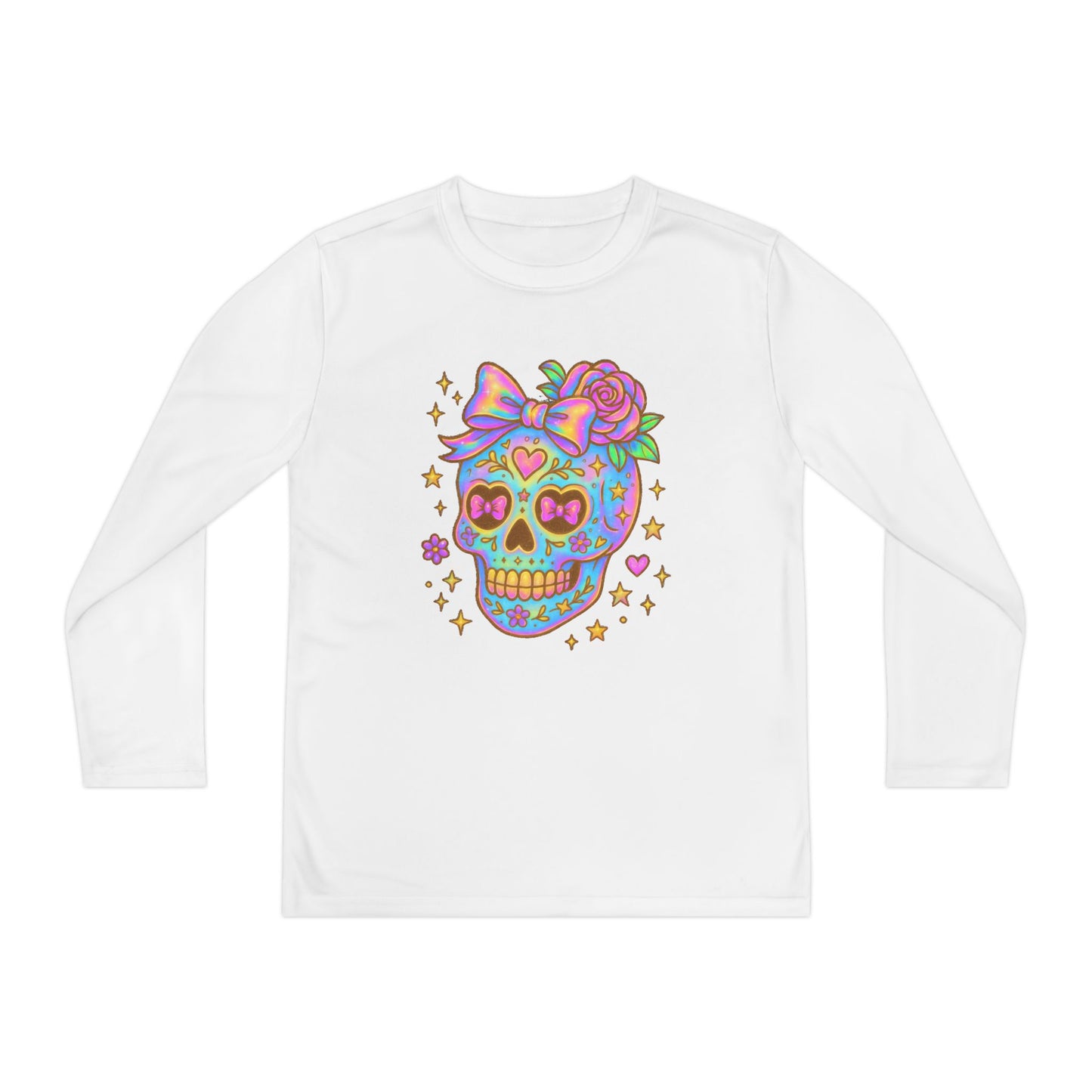 Neon Sugar Skull Youth Long Sleeve Tee