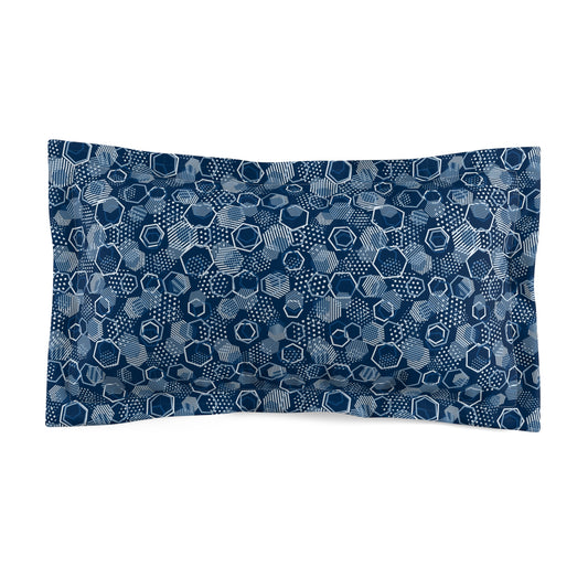 Blue Hexagons Microfiber Pillow Sham