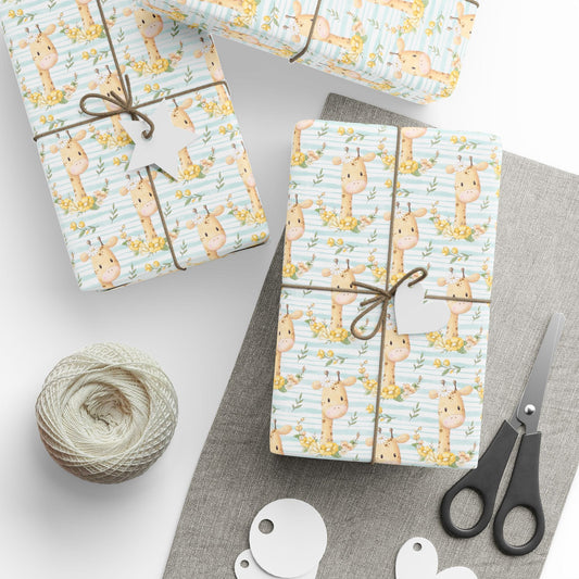 Giraffes in Bloom Wrapping Paper