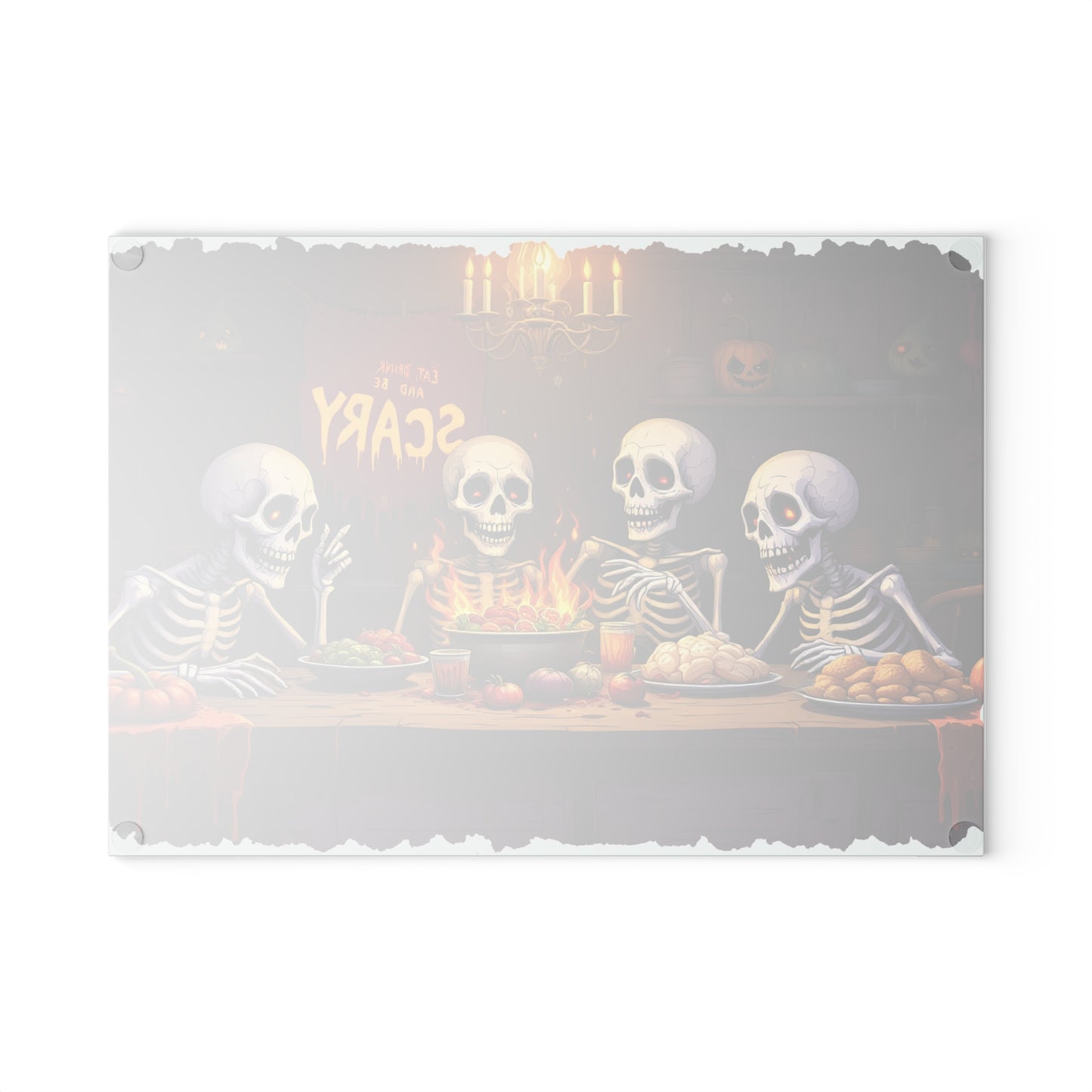 Eat, Drink, & Be Scary Glass Cutting Board