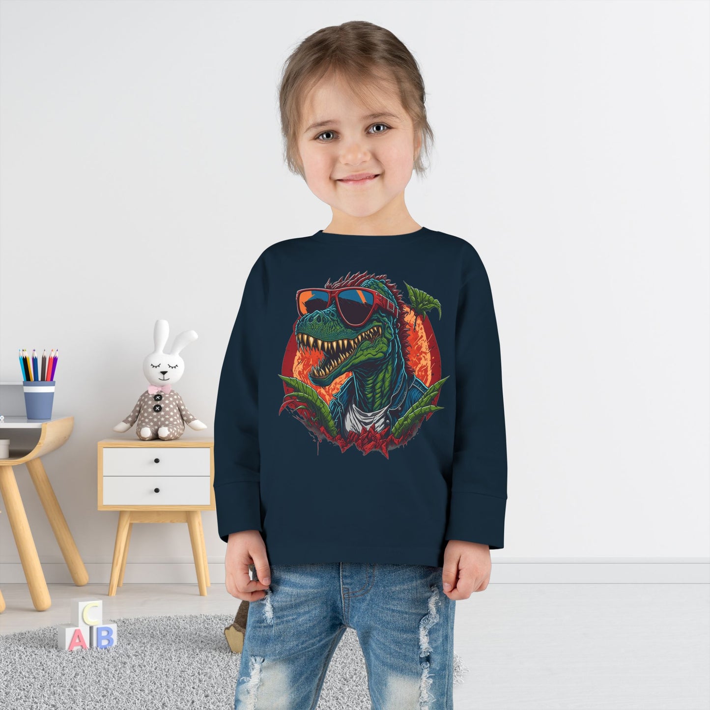 Cool Dinosaur Toddler Long Sleeve Tee