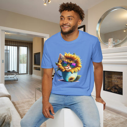 Cool Sunflower Kitten 1 Adult T-shirt
