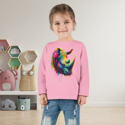 Colorful Rhino Toddler Long Sleeve Tee