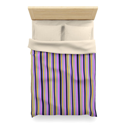 Midnight Pop Stripes Microfiber Duvet Cover
