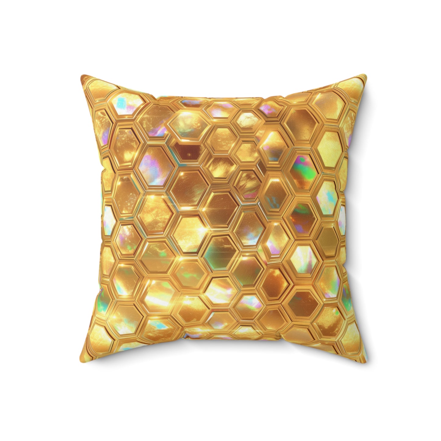 Golden Prism Grid Throw Pillow