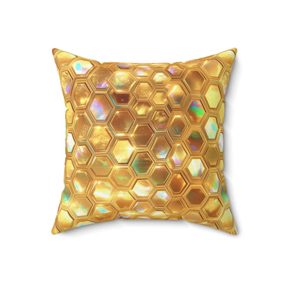 Golden Prism Grid Throw Pillow
