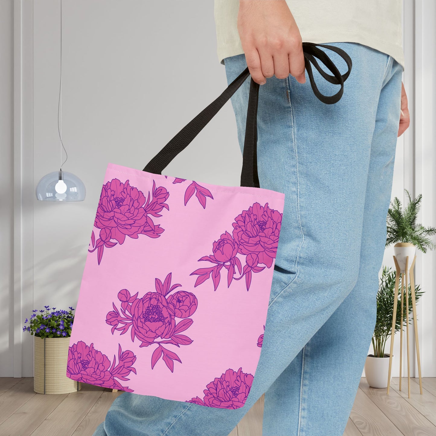 Bubblegum Bloom Peonies Canvas Tote Bag